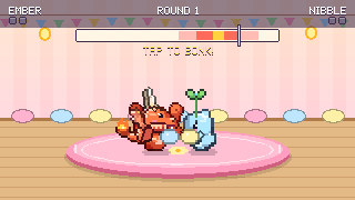 The Tumble Ring: two pets bonk heads in round one